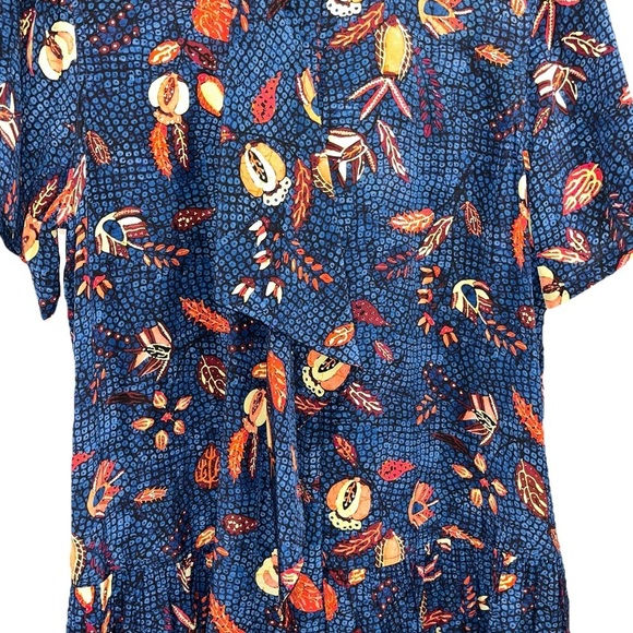 ULLA JOHNSON Adalyn Dress Blue Floral Silk Mini Size 12 Botanical Print NWT - Picture 8 of 15